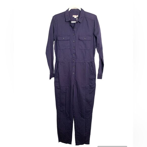NWT OUTERKNOWN S.E.A. JUMPSUIT COTTON/LINEN LONG SLEEVE NAVY BLUE SIZE SMALL